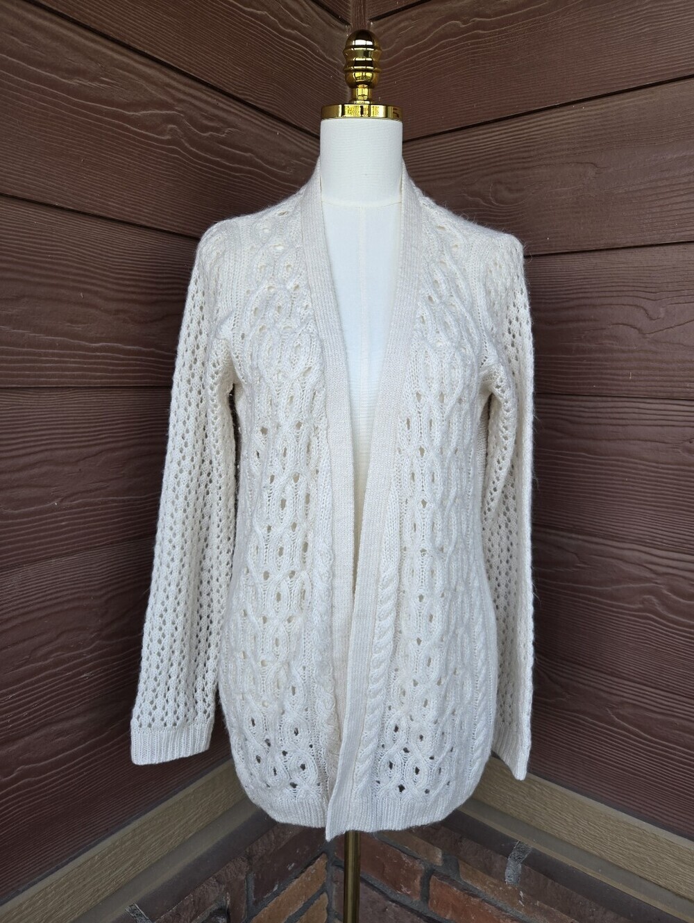 Maurices Women’s Open-Front Cable Knit Cardigan Sweater in Cream Size Large EUC